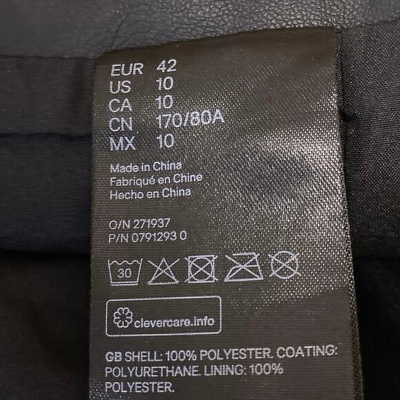 H&M Women's Black Faux Leather Vegan High Waisted Straight Pencil Mini Skirt 10 - Picture 5 of 5